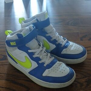 Nike Kids Sneakers - Blue, White, and Neon Yellow